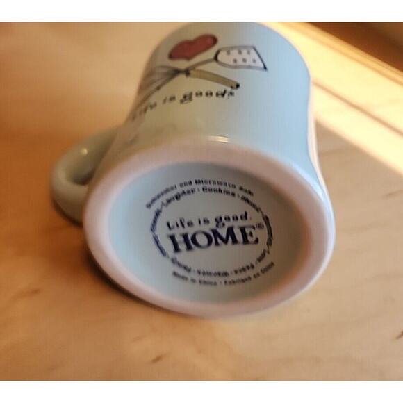 Life is Good Light Blue Cooking Utensils Mug With Heart - Picture 3 of 4